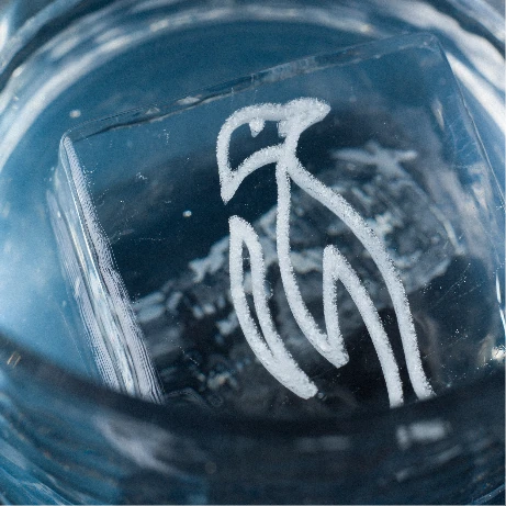 Glaçon Clear Ice gravé du symbole Les Manchots