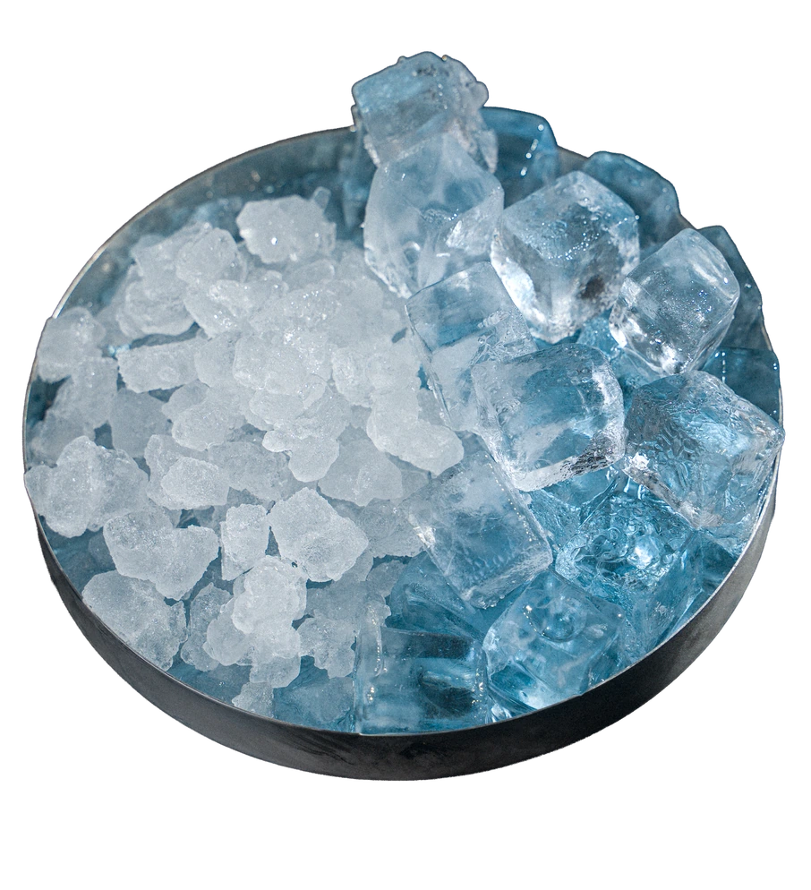 Plateau de glace pilée et de glaçons